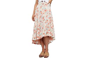 Basoteeuo Women's Ditzy Floral Print Midi Skirt