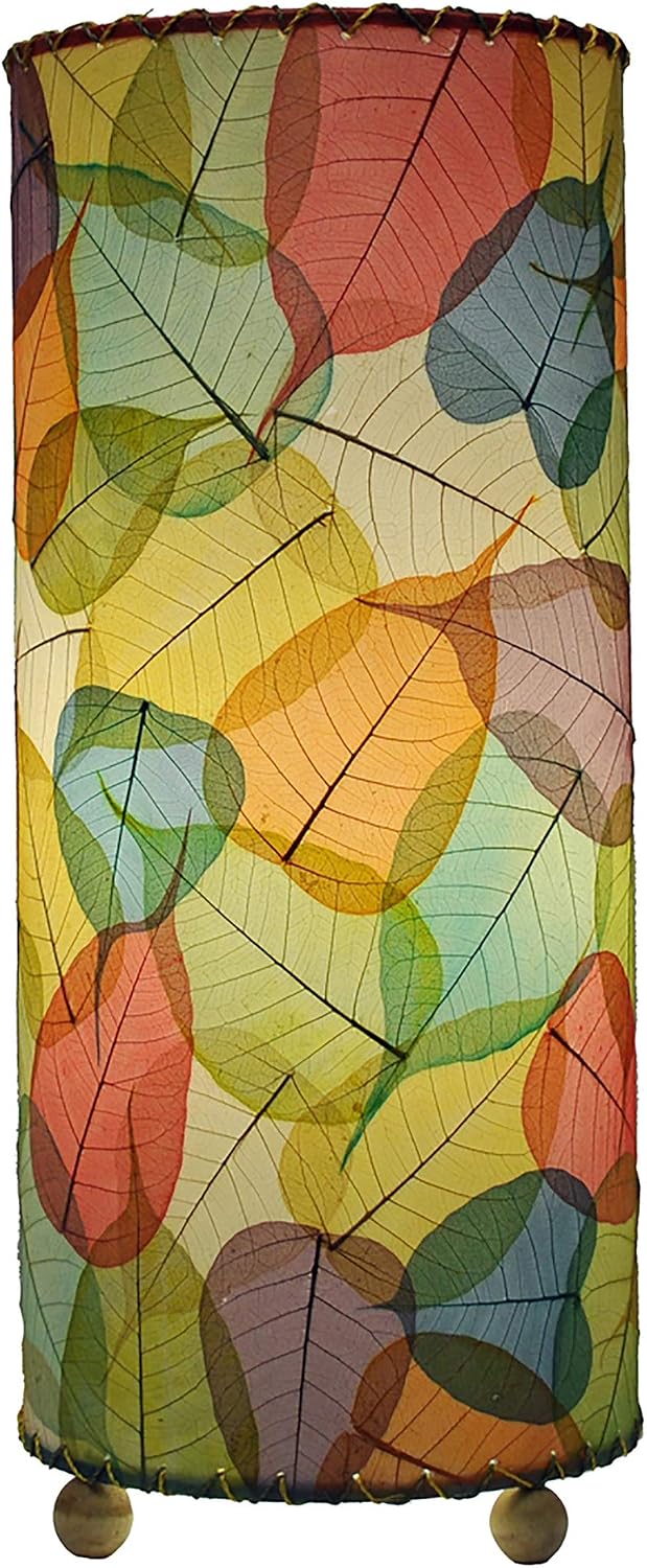 Eangee Home Design Banyan Table Lamp Green Shade Made of Real Banyan Leaves 7 Inches Length x 7 Inches Width x 17 Inches Height (483 t g)