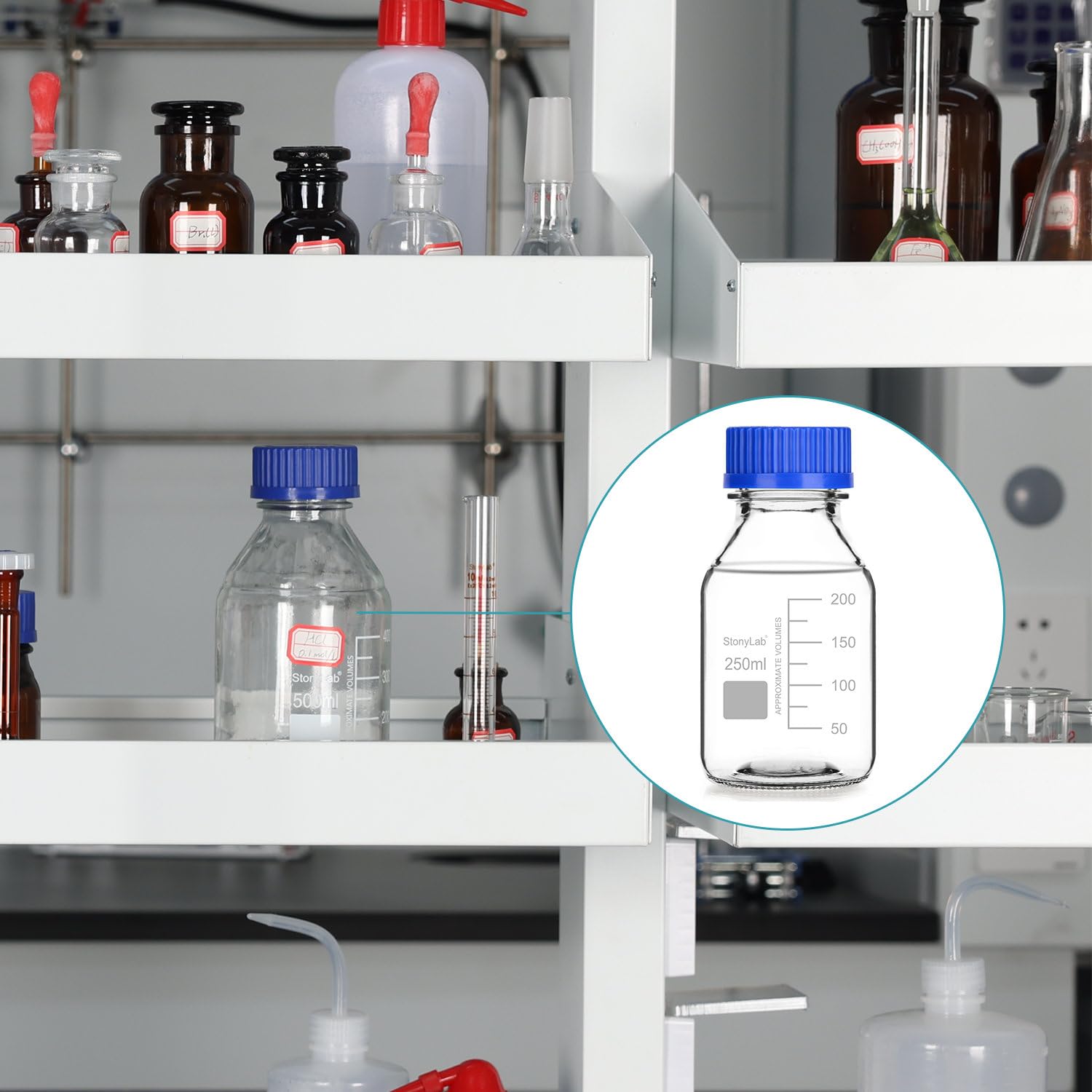 Image secondaire de Bouteille de Stockage en Verre Borosilicate 2000 ml avec Bouchon à Vis GL45