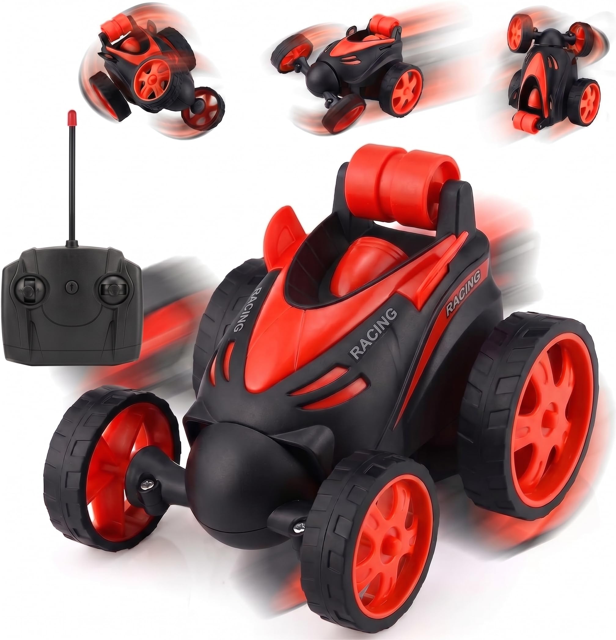 Rotating & Rolling Rechargeable Small Stunt Racing Car Toy Comes with USB Charging Cable & Remote Controller | Power Source: Lithium Rechargeable Battery for Car (Red)-image-25