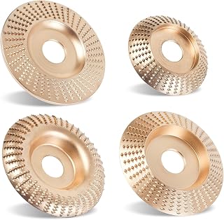 4PCS Wood Carving Disc Set,Grinding Wheel Shaping Disc for Wood Cutting for 4" or 4 1/2" Angle Grinder with 5/8" Arbor,Grinder Cutting Wheel Attachments (Golden)