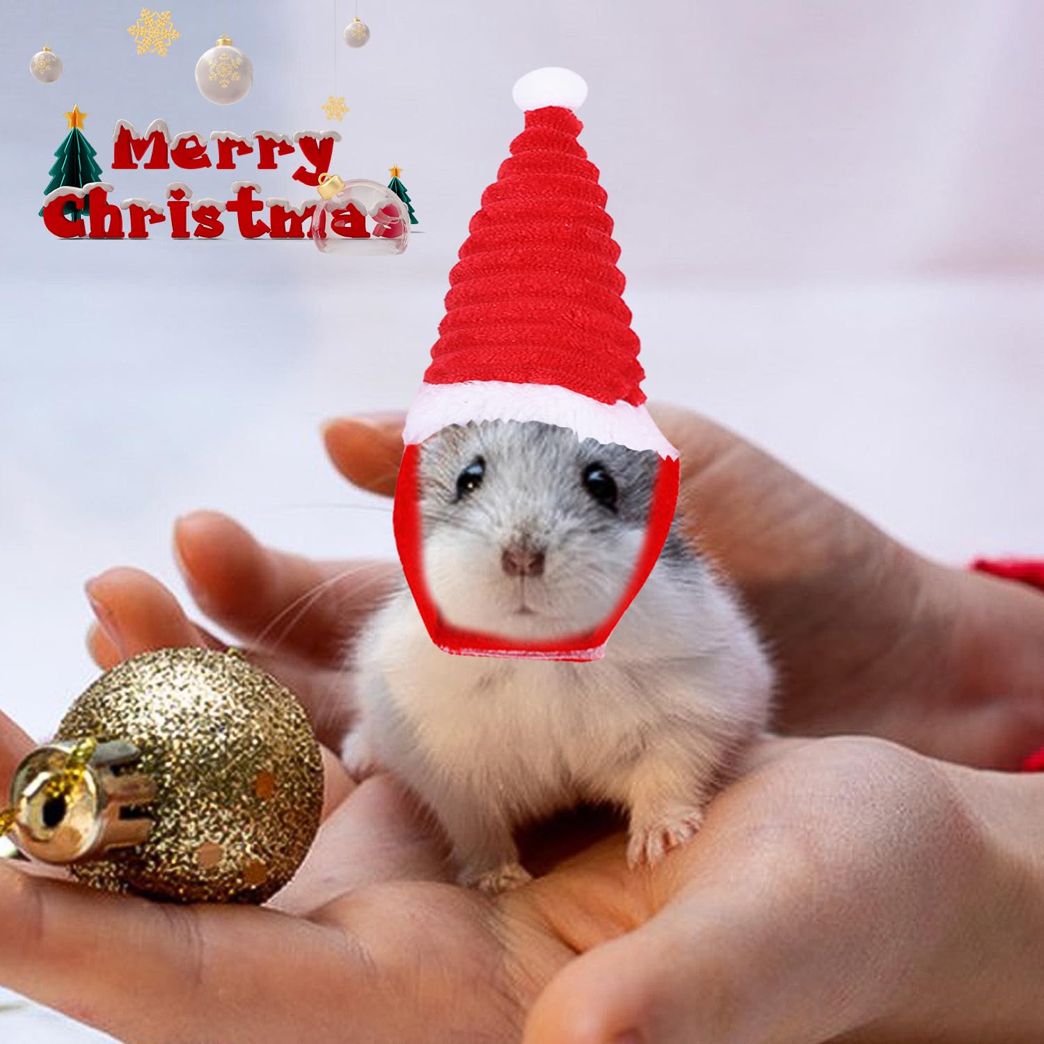 Nereds 4pcs Hamster Christmas Hat Small Pet Christmas Hat Warm Winter Santa Hat for Hamster Rabbit Guinea Pig - Image 3