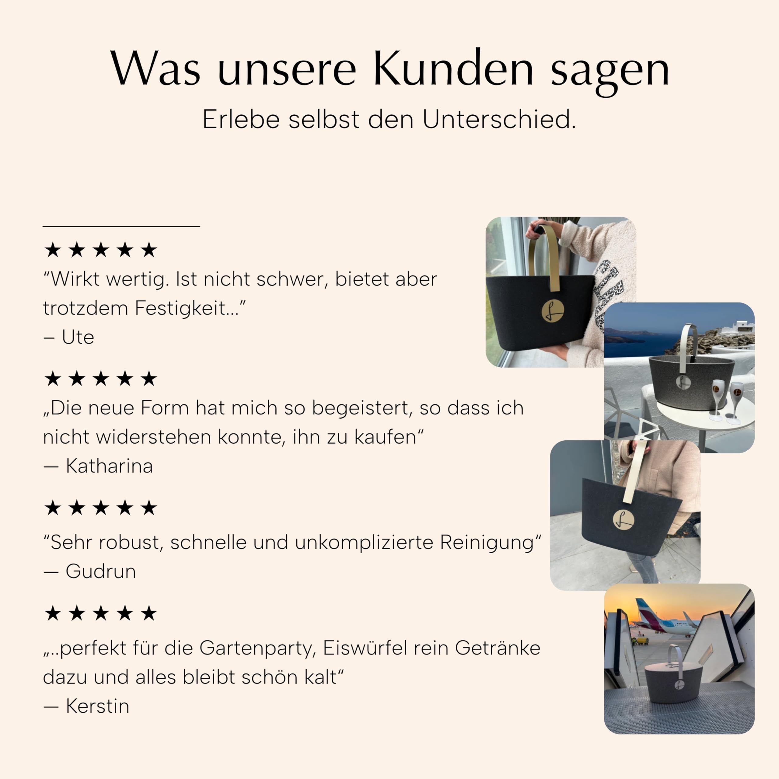 LIEBLINGSKORB Original black champagner - inkl. Deckel, Einlegeboden und Transportring - ultraleichter, kippsicherer & formstabiler Einkaufskorb - Made in Germany - thermoisolierend & abwaschbar