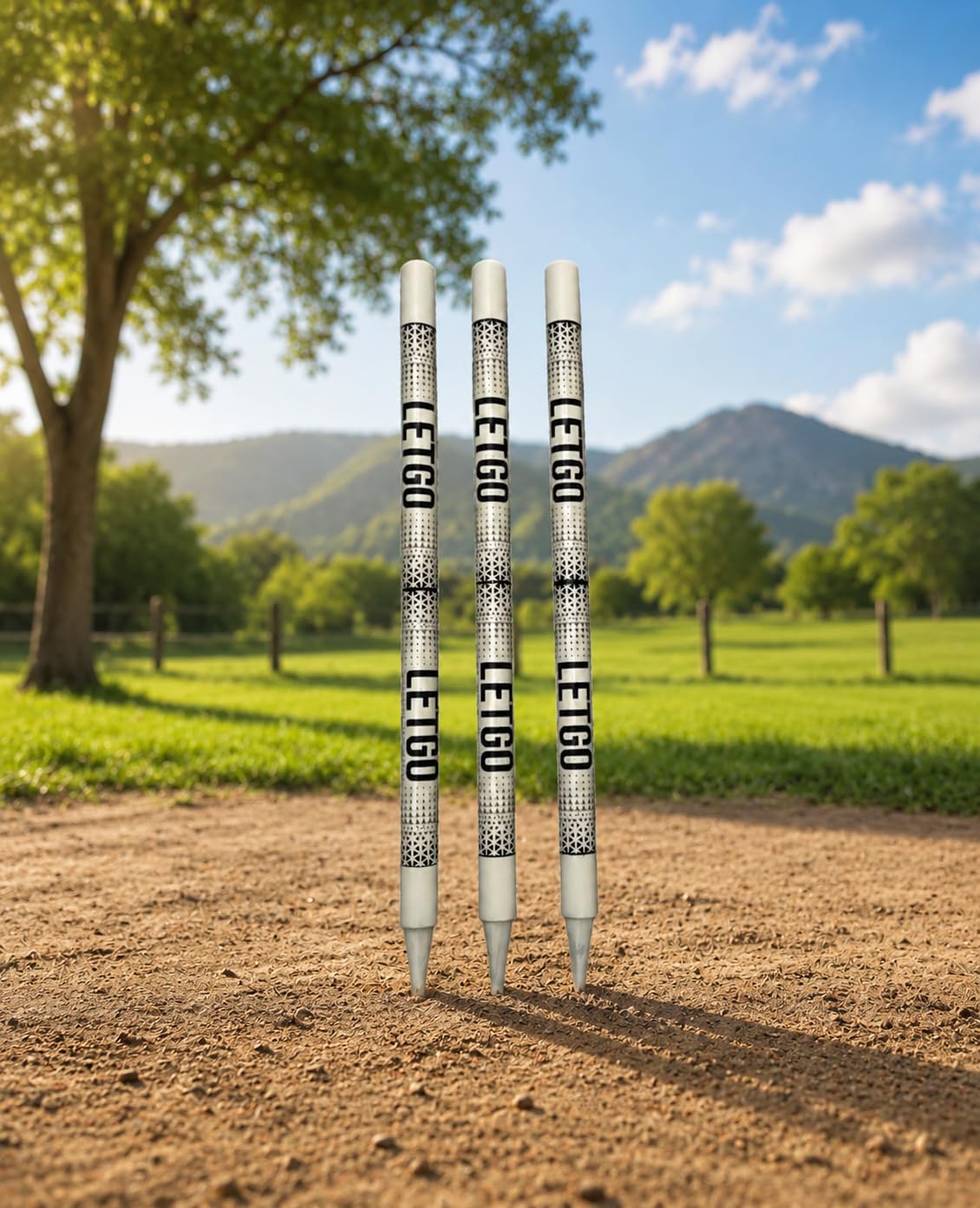 MatchMaster Large Sharp Nob Wooden Stump Set, White with Black Print | For All Age Groups, Outdoor Cricket Use, Durable Construction, Decorative Pattern, Practice & Match Play-image-22