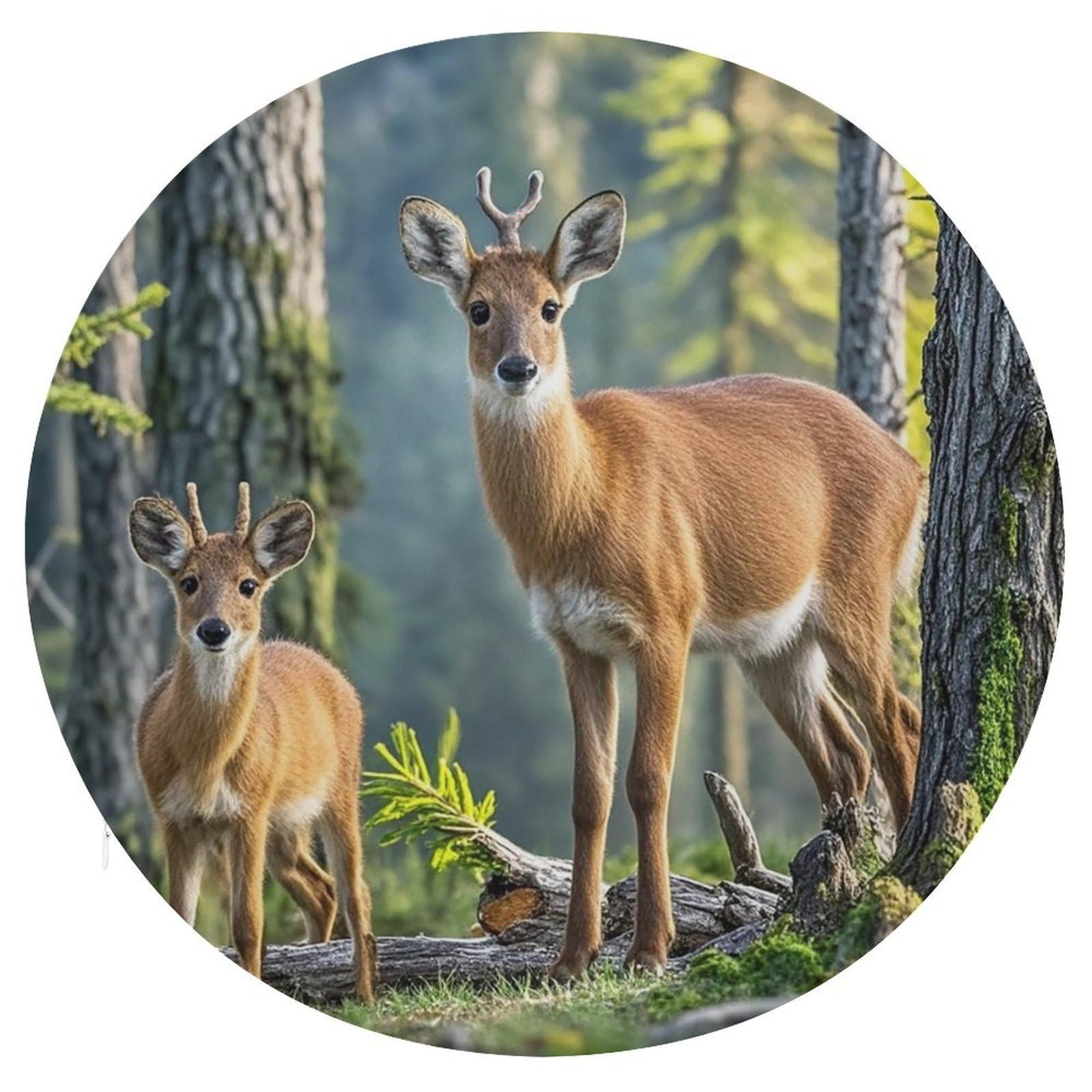 FekiLoot Animals and Woodland Seat Cushion Comfort Memory Foam Seat Cushion Chair Pad Soft Round Stool Cushion Chair Cushion Removable Washable Cover for Home Office Outdoor Bistro 15.35 Inch