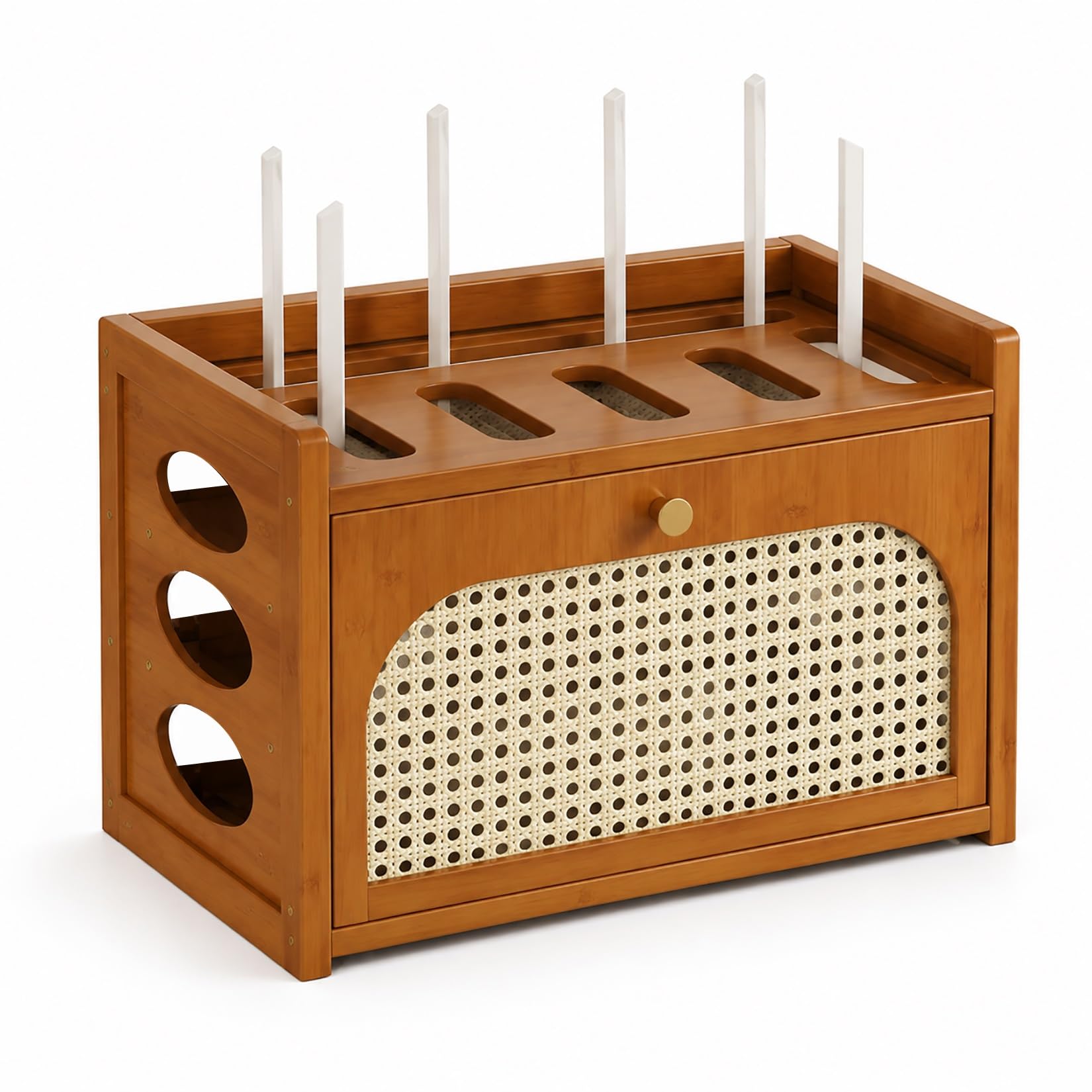 Pudełko Na Router WiFi Bambus, Skrzynka Maskująca Modem Rotang