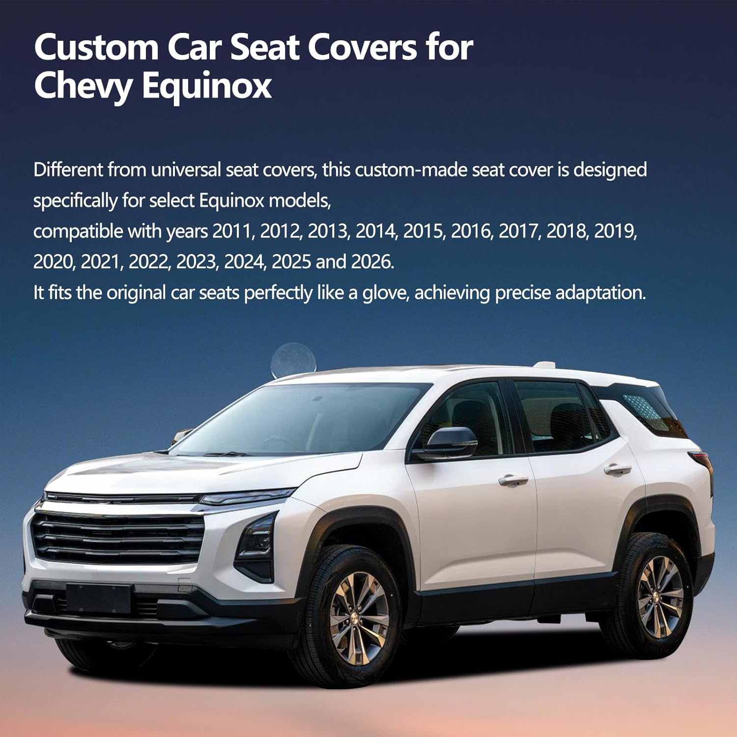 Fit Equinox Car Seat Covers for Chevrolet/Chevy Equinox 2011-2025 2026 - Upgraded Premium Waterproof & Breathable Leather, Airbag Compatible, All-Weather Seat Cushion Protector,Full Set, Black