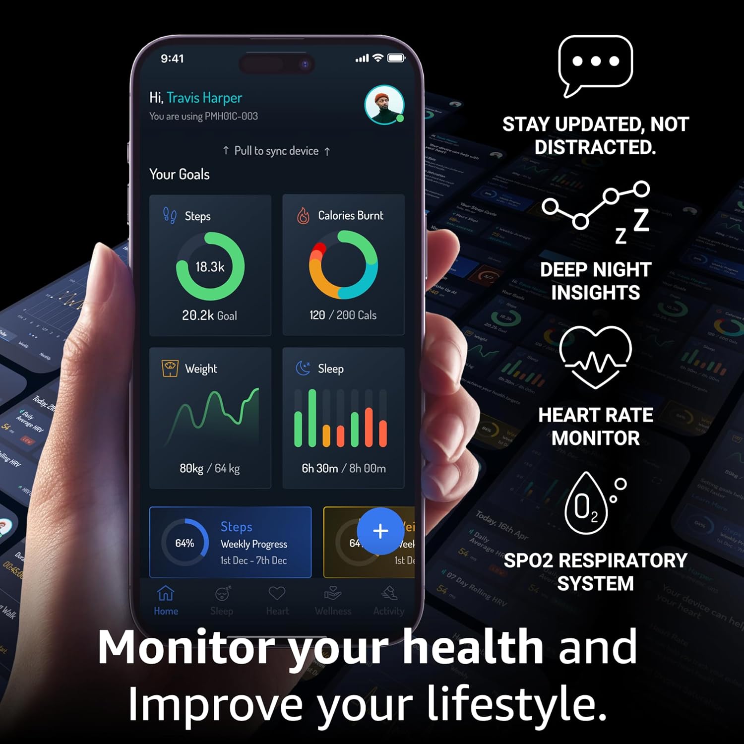 pininfarina Hybrid Sintesi Smart Watch, Heart Rate Monitoring, Fitness Tracker, Genuine Leather Strap, Sleep Monitoring, GPS Tracker, 30-Day Battery Life, Android & iOS Compatible