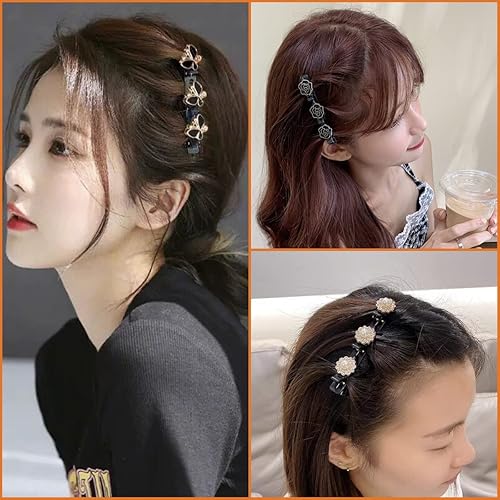 Miniatura 2 de COAINNER Pasador de pelo con múltiples clips, bonito con perlas, decorativo, seccionamiento de peinado, pinzas trenzadas para niñas