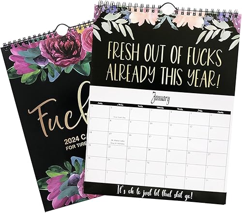 Calendario Fuck-It 2024 para mujer, divertido planificador de palabras y calendario de pared