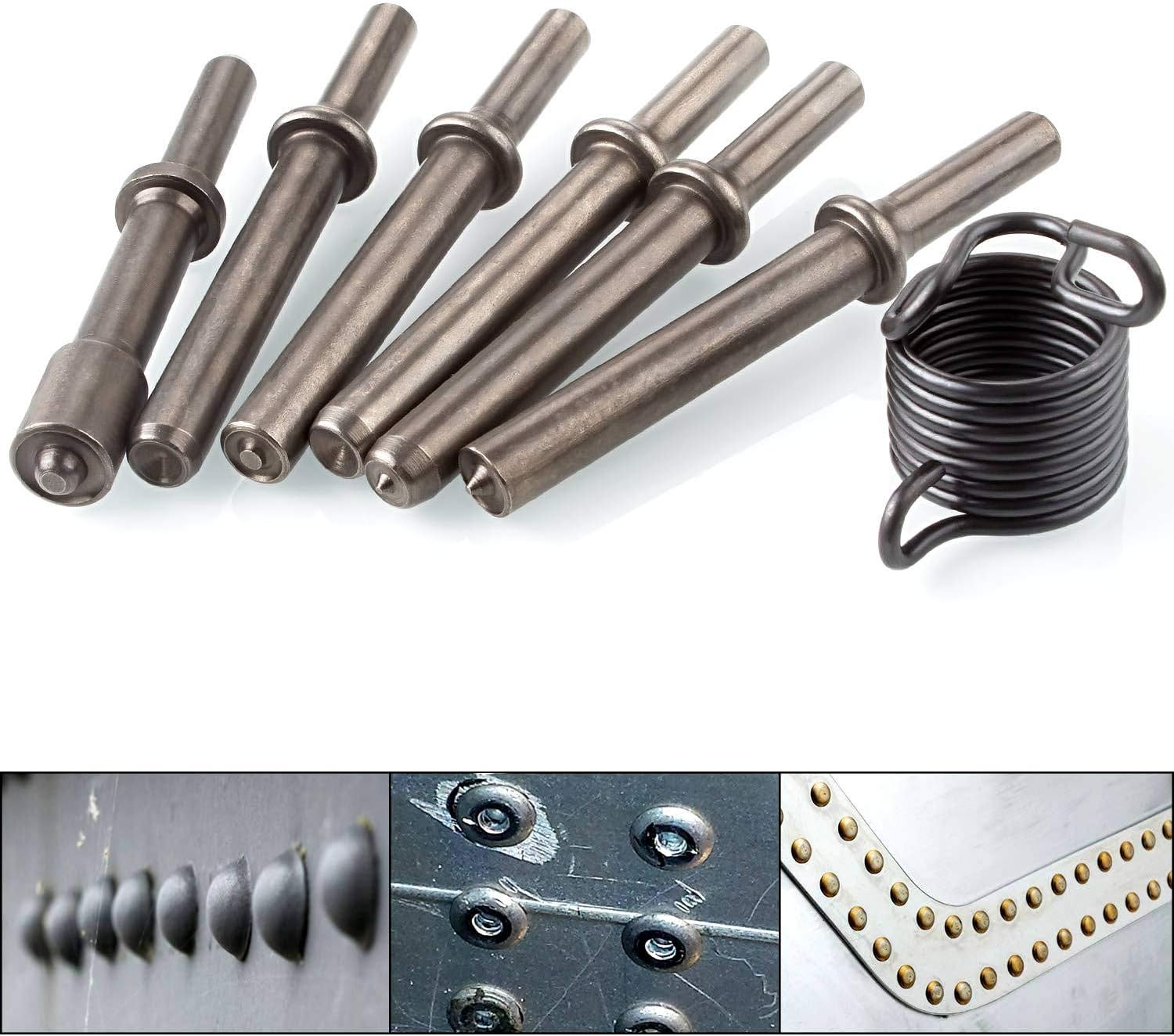 Heavy Duty 6 Pcs Air Hammer Rivet Bits, Abuff Pneumatic Air Rivet