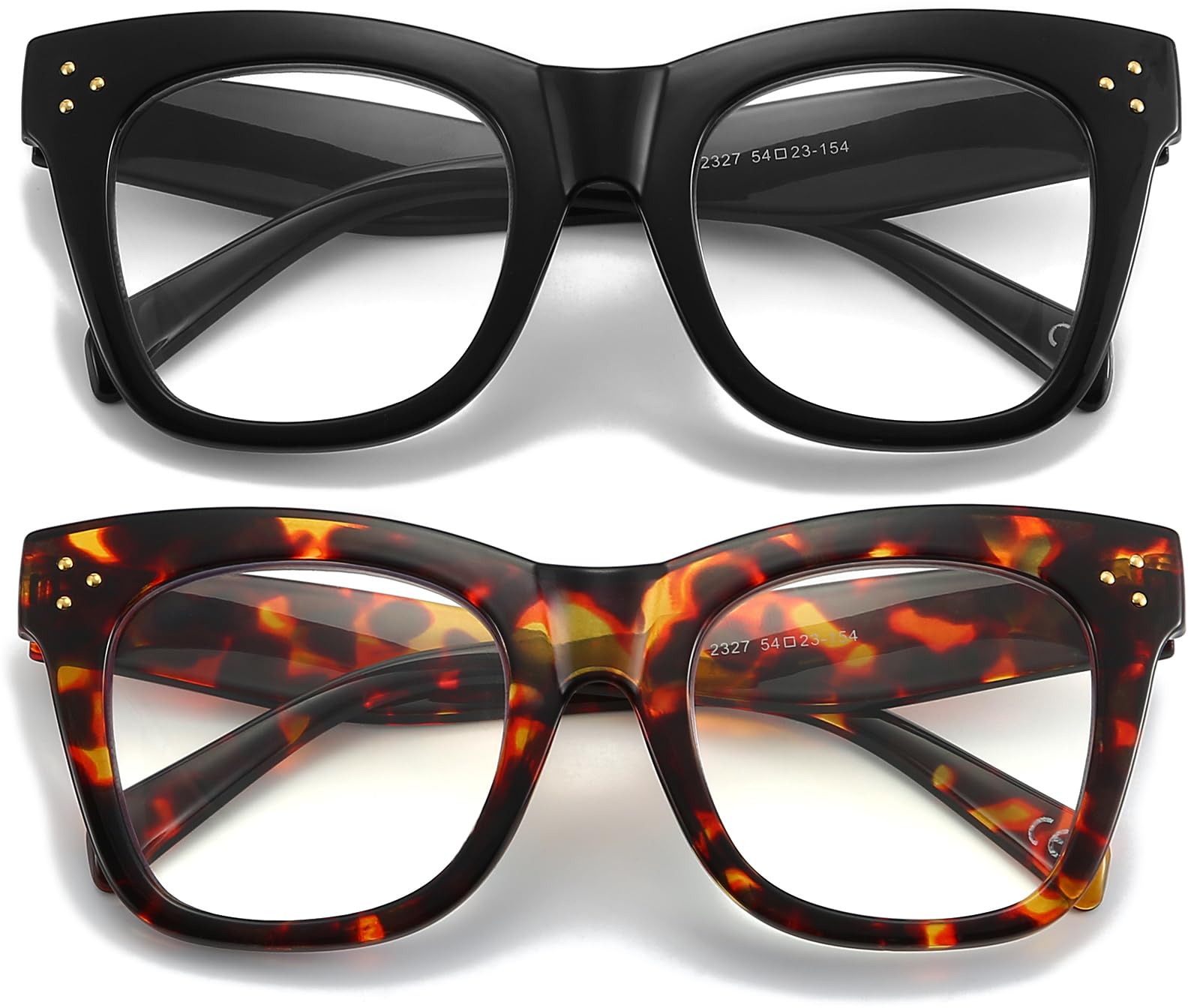 AJYADO Oprah Gafas de Lectura Mujeres Hombres De Gran Tamaño 2 Pack Lupa Lectores Gran Marco