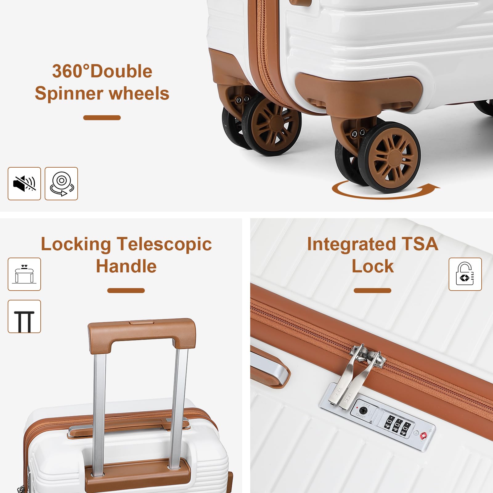 Sea choice Set di Valigie Rigide 4 Pezzi Trolley Valigia Espandibile Bagaglio a Mano Rigide in Policarbonato 8 Ruote Rotanti Valigia S-M-L-XL