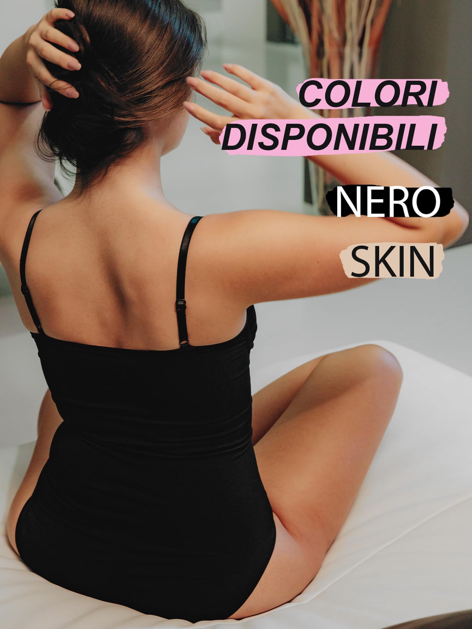 Body Contenitivo Invisibile e Senza Ferretto con Tassello Antibatterico con Spallino Stretto e Regolabile Art. 510119
