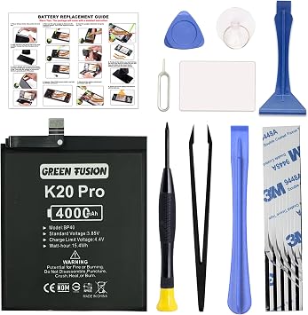 GREEN FUSION for Mi 9T Pro & Redmi K20 Pro Replacement, with Video Tutorial, BP40 Battery for Mi 9T Pro & Redmi K20 Pro, with Installation Instruction & Repair Toolkit