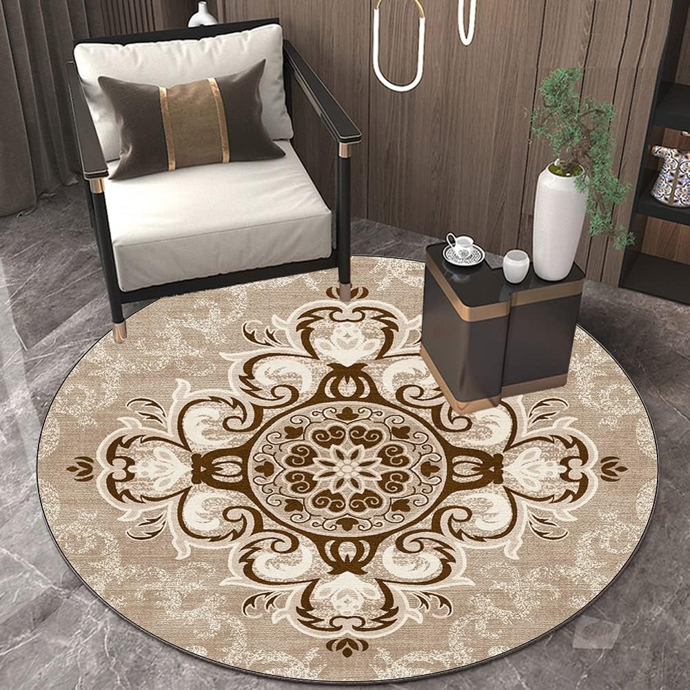 Multi-Purpose Desk Chair Mat,Round Floormat for Under High Chair,Hardwood/Ceramic Tile Floor Protection Rug Anti Slip,Area Carpet Noise Cancelling