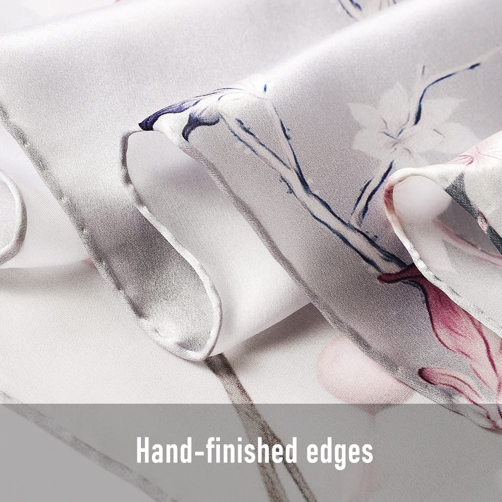 STORY OF SHANGHAI Sciarpa di 100% Seta da Donna Foulard Chiffon con Fantasie Orientale Semi-Trasparente