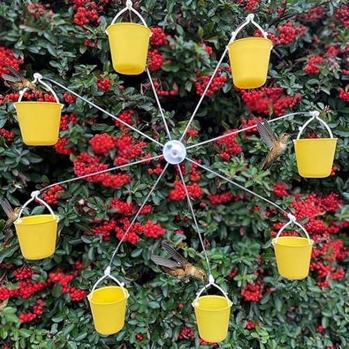 Comedero para pájaros de noria con encanto, comedero para colibríes, comedero para colibríes para colgar al aire libre, juguete de rueda de fortuna
