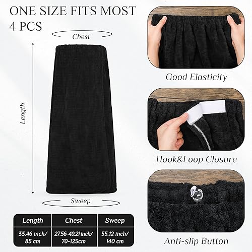 Miniatura 2 de 4 toallas de spa para mujer, bata de spa con cierre ajustable, parte superior elástica, envolturas ligeras para baño y ducha (morado, rayas)