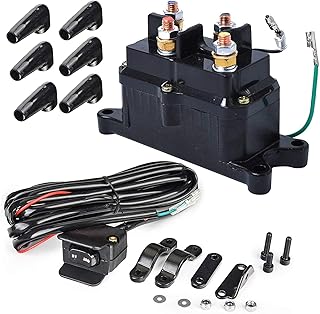 VANBOGOO Winch Rocker Swithch Replacement Combo - Included 12V Solenoid Relay Contactor,Winch Rocker Thumb Switch,Mounting Bracket Handlebar Control line Kit for ATV UTV