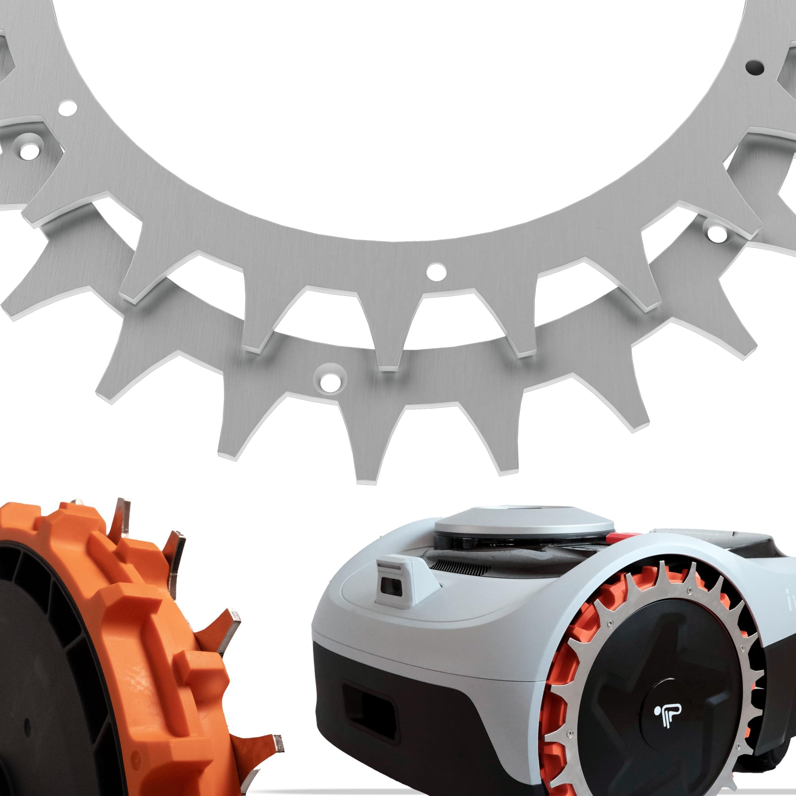 Navimow i105E – i108E, 3 mm di spessore, per robot tosaerba, sbavatura, 14 viti in acciaio inox, migliora la trazione per spiedini Navimow da 255 mm