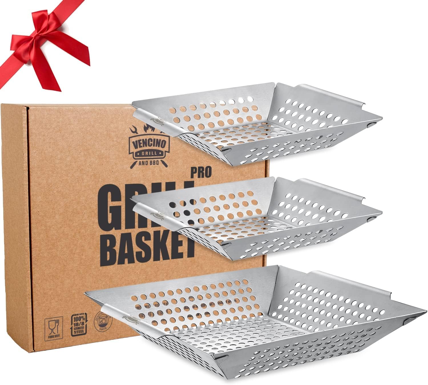 Set of 3 Grill Baskets for Vegetables and Fish