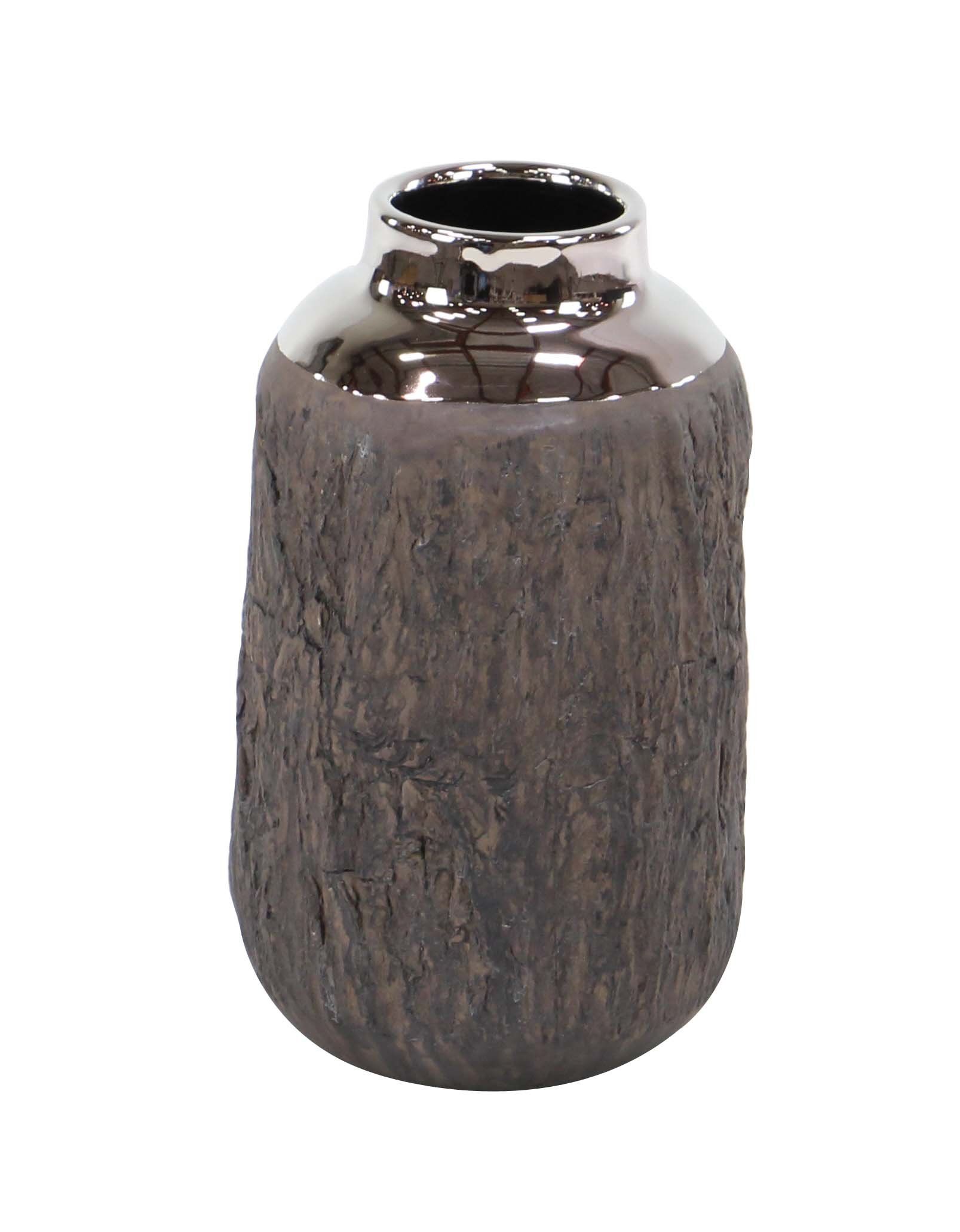 Deco 79 42425 Ceramic Vase, Silver, Brown