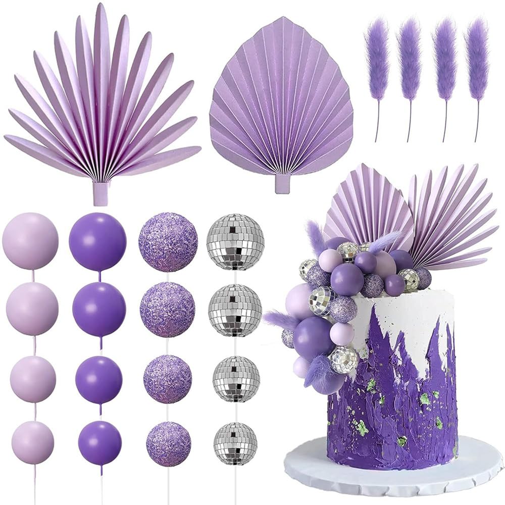 WIDEBG Decorazioni Torta Palla Decorazione per Torta Arcobaleno Topper Torta Compleanno Decorazioni Boho Mini Ball Cake Topper Matrimonio Topper per Torte Ragazze Feste