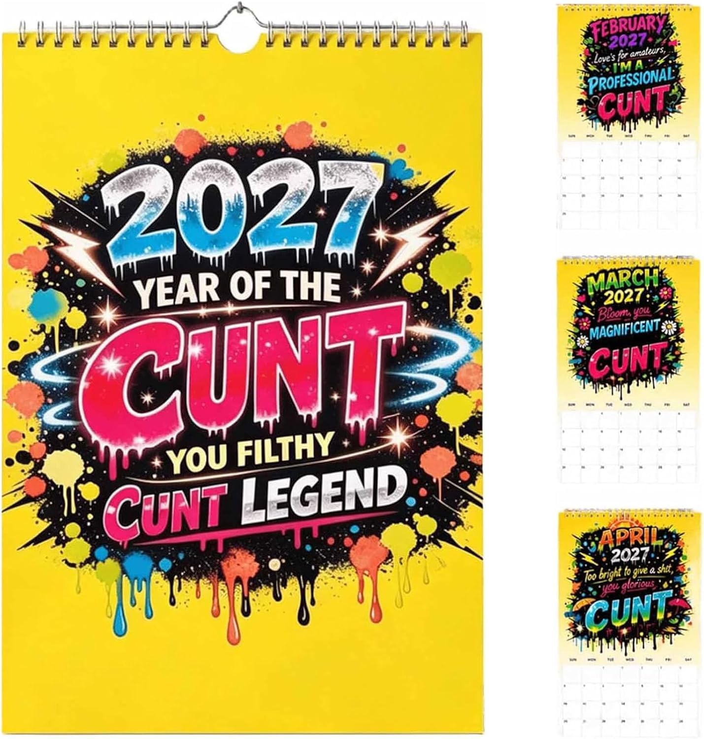 2027 Year of the Cunt Wall Calendar, Novelty Bold Graffiti Humor Calendar — image 1