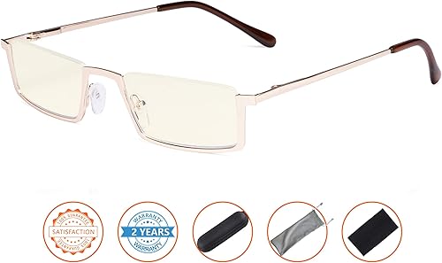 Miniatura 2 de CessBlu Lentes de filtro de luz azul para hombres y mujeres, anteojos de lectura para computadora de lectura de media llanta