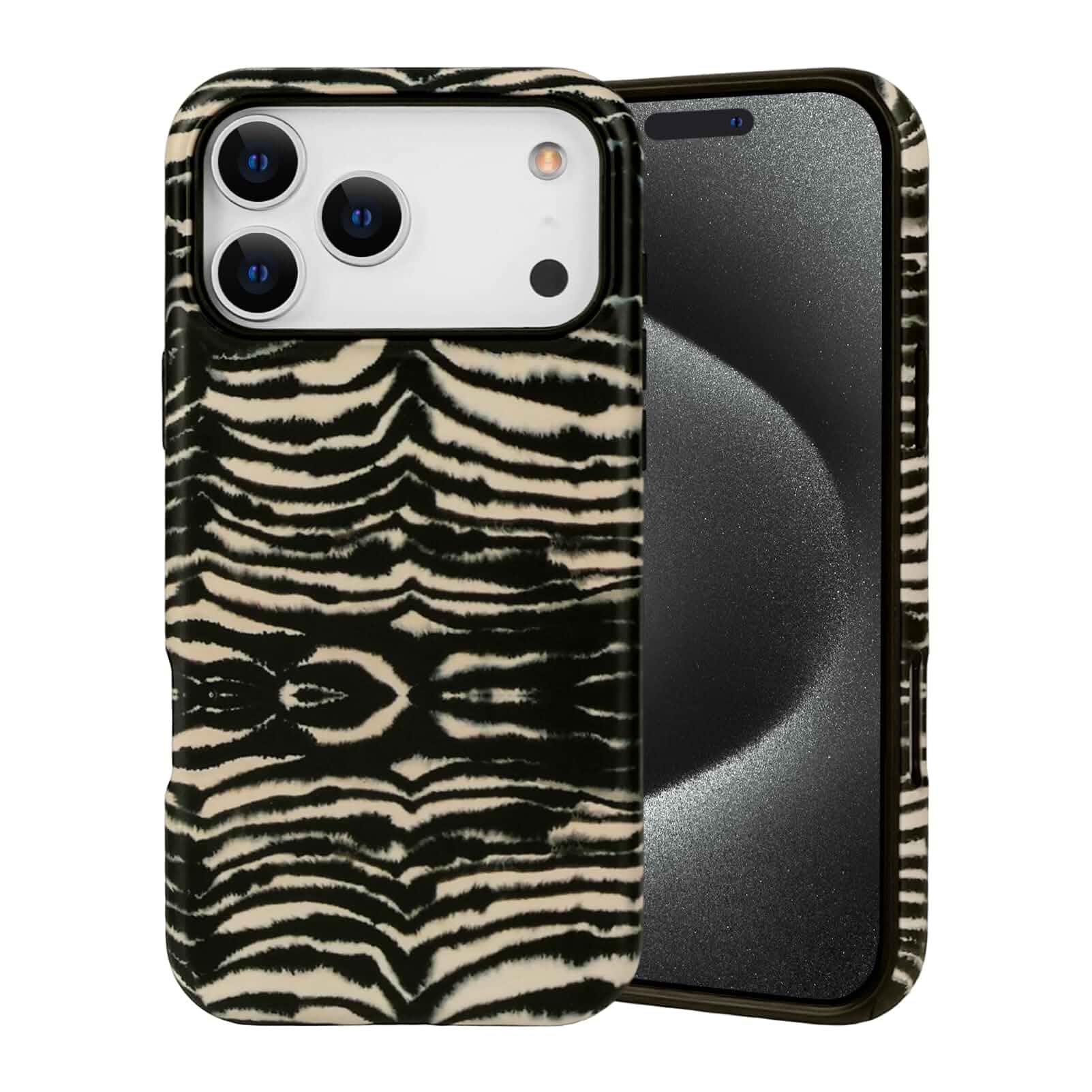 for iPhone 17 Pro/18 Pro Cute Zebra Double-Layer Case Retro Cool Animal Print Design,Soft Shockproof Protective,Aesthetic Fashion Cover,for Women Men Girls,Black Zebra Stripe