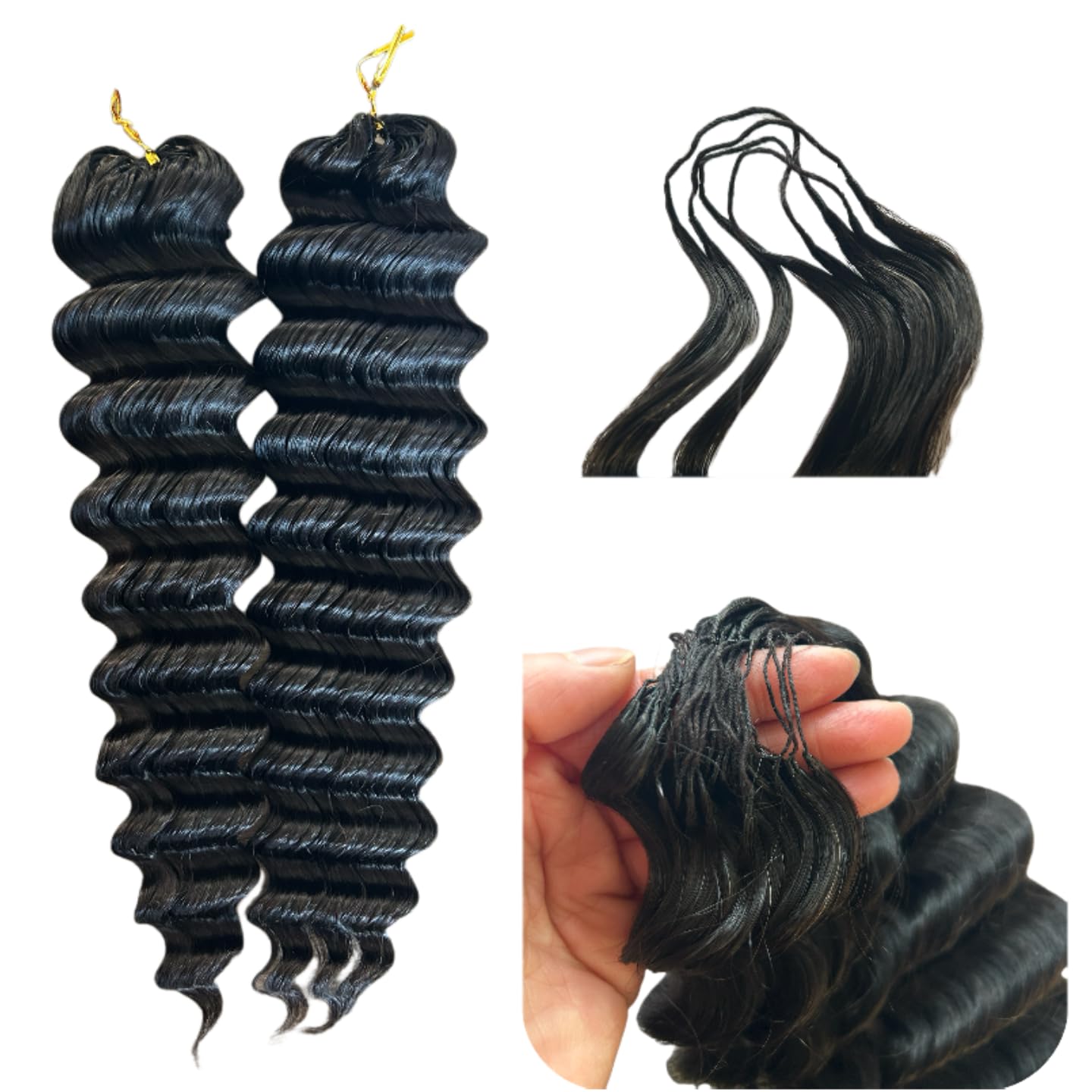 16 Inch Human Hair Crochet Extensions 150g Deep Wave Feather Style Deep Wave Feather Crochet Human Hair 16 Inch | Private Label main image 2