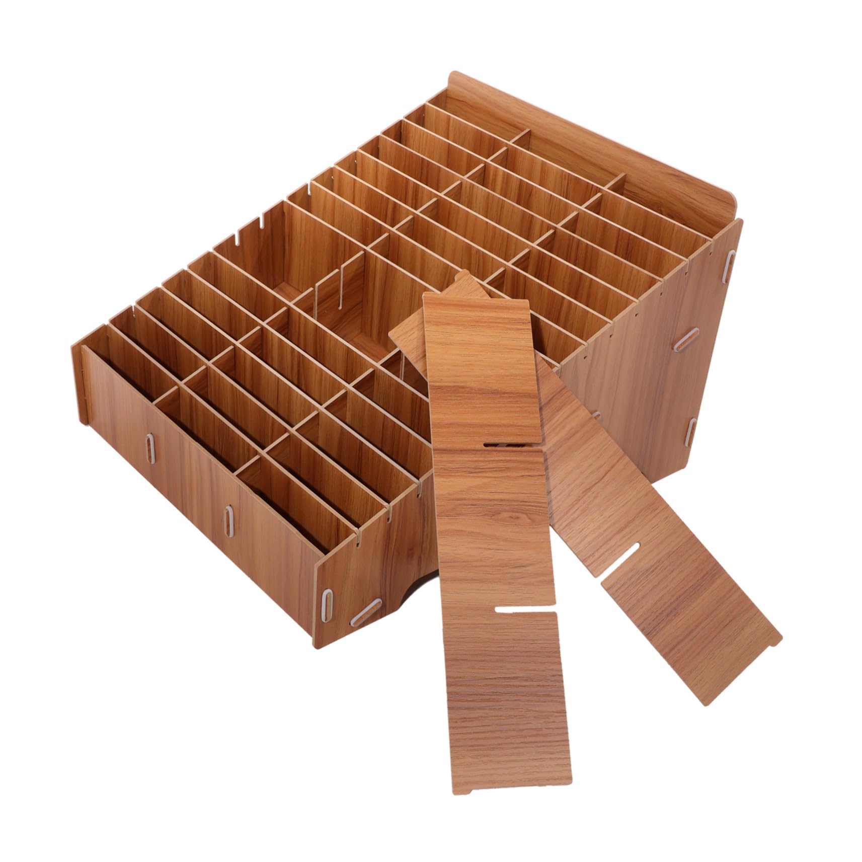 Caja de Almacenamiento de Madera para Móvil con Múltiples Compartimentos Organizador para Escritorio Aula y Oficina Soporte Seguro y Ordenado para Teléfonos Celulares Diseño Pulido