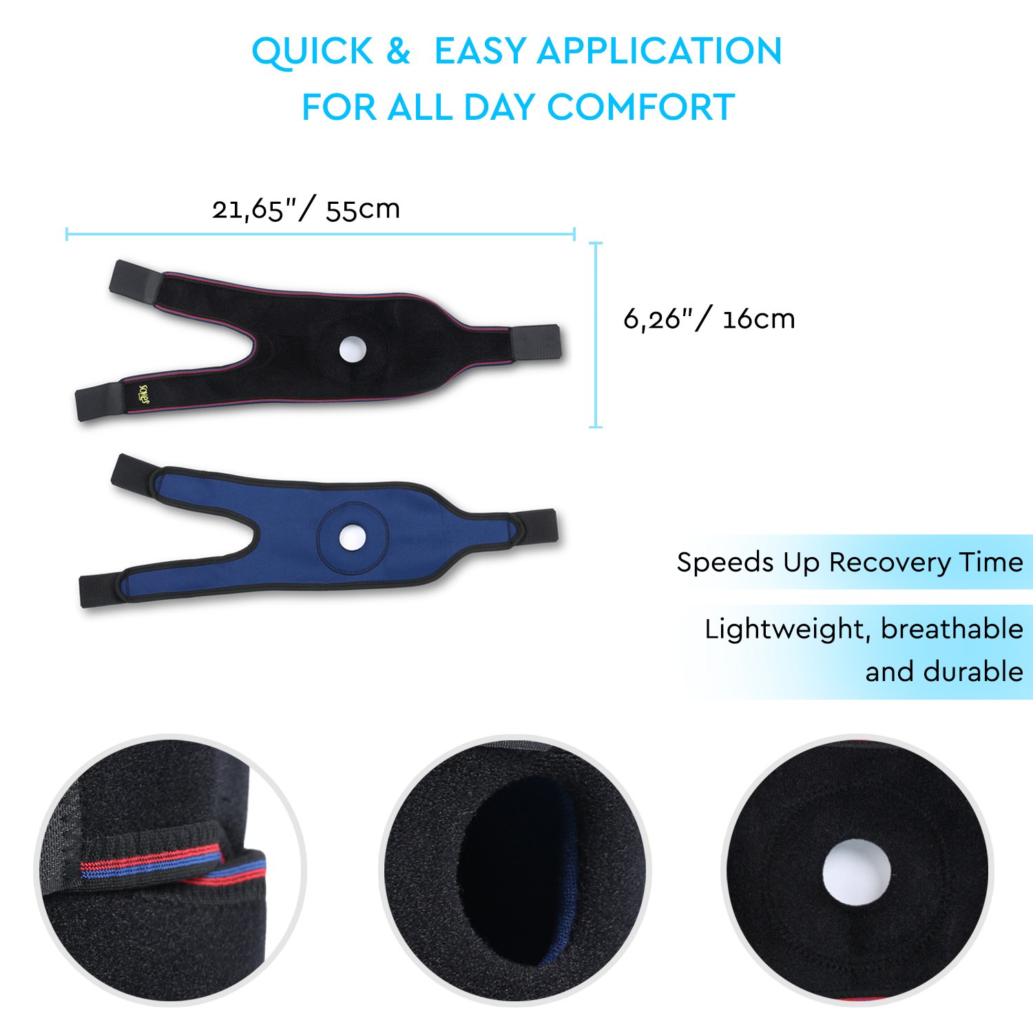SOLES Tutore di Sostegno per Ginocchio Open Patella Regolabile & Durata Massima – Incredibilmente Confortevole, Creato in Neoprene Traspirante – Tutore a Compressione Senza Sudore Per Comfort