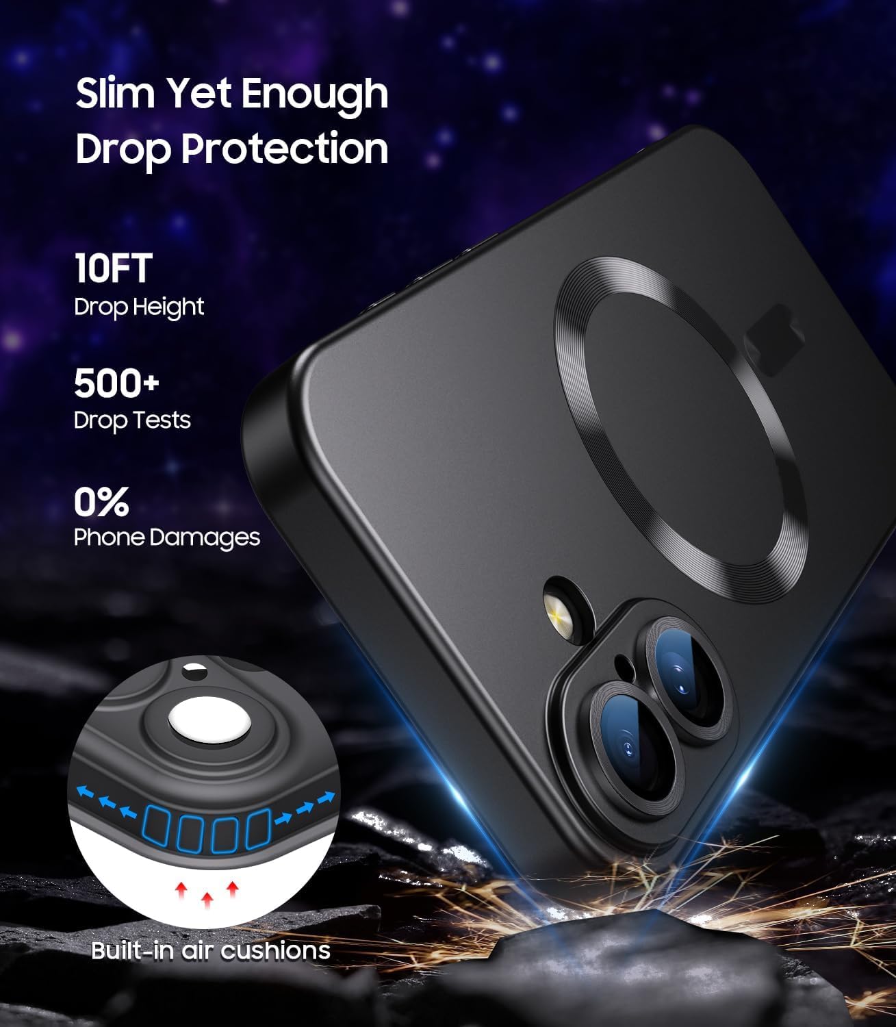 DIZORO Magnetic Case for (iPhone 17 Case) [Compatible with MagSafe][Built-in Camera Lens Protector] Slim Soft Silicone Bumper Shockproof Metallic Luster Back Cover Phone Case (Black) — Amazon image 4