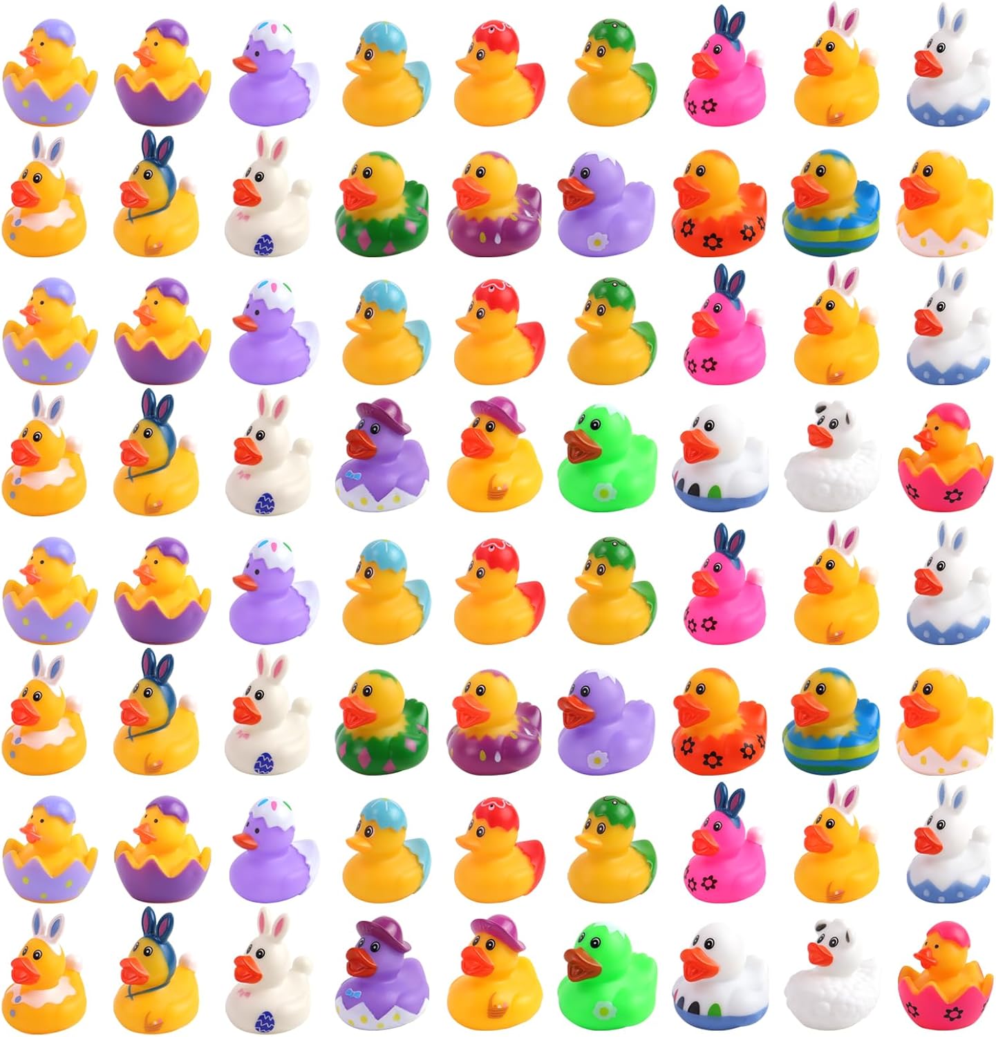 72 Pcs Easter Rubber Ducks - Easter Ducks Bag Fillers Ducking, Bathtub Toys, Party Favors, Classroom Game Prizes, Easter Decorations