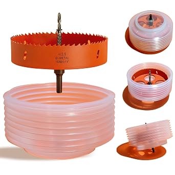 6.25" Hole Saw for Recessed Lights, with Dust Bowl Catcher | 6-1/4 inch Bi-Metal Hole Cutter for 6" LED Can Lighting, Wood, Drywall, Plastic & Metal, Less Mess