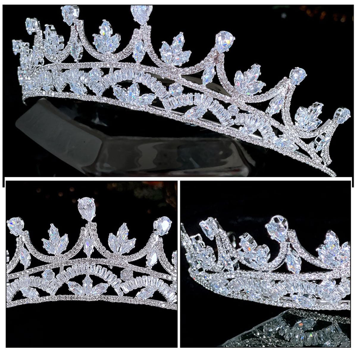 Elegante Hochzeitskrone aus Kupfer mit Zirkonbesatz Leichter und Bruchsicherer Brautkopfschmuck für Fotos und Geburtstagsfeiern