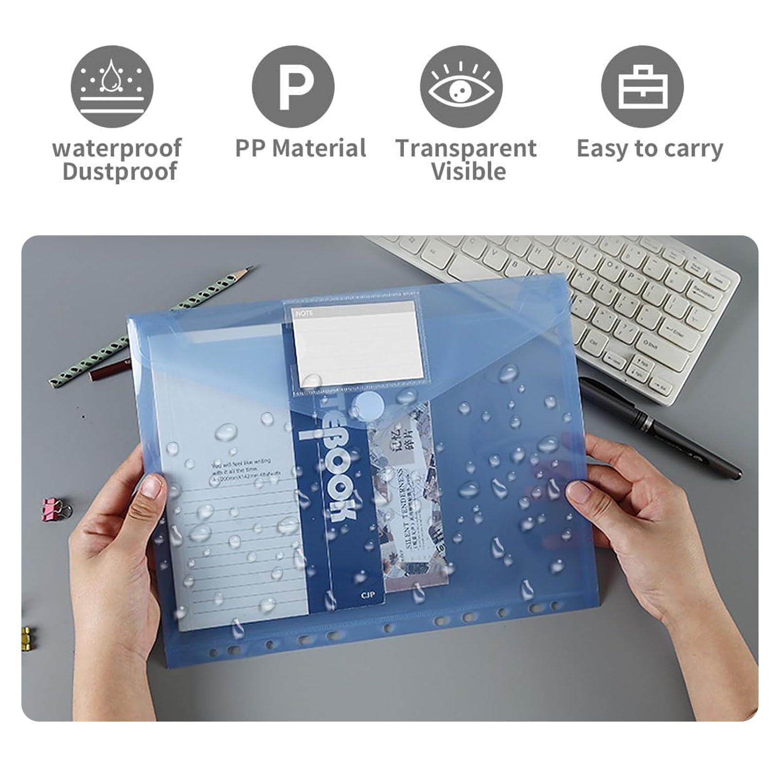 20 Pezzi Colorato Portadocumenti A4, Cartelle a Busta, Buste Plastica Trasparenti, Impermeabile Cartelline Portadocumenti, Ideale per Scuole, Uffici, Case e Viaggi 33.5 * 23.5cm