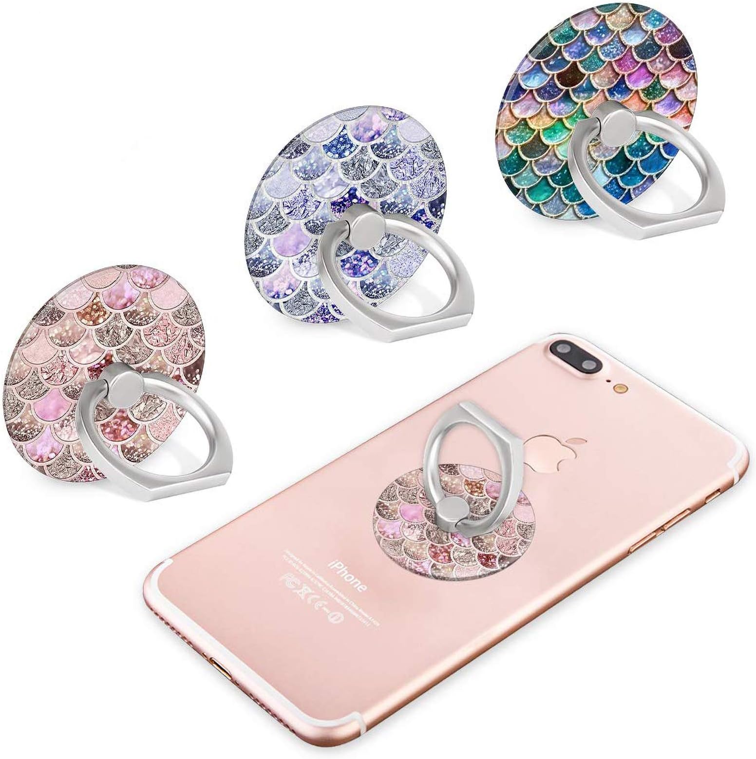 BF2Jk Three Pack-Ring Phone Holder Grip for Smartphones,Tablets,Pads (Mermaid)