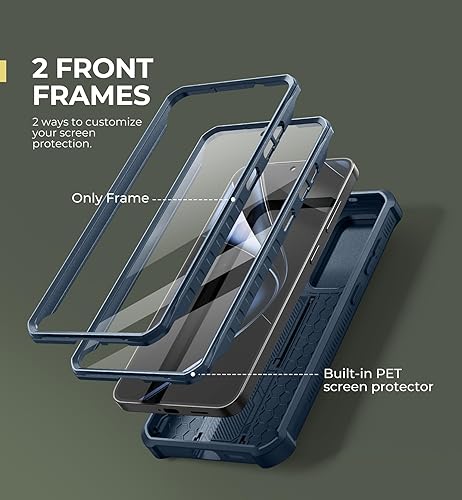 Vista 179 de Dexnor Funda para Samsung Galaxy S24 Plus con cubierta deslizante integrada para cámara, protector de pantalla y soporte, a prueba de golpes, funda