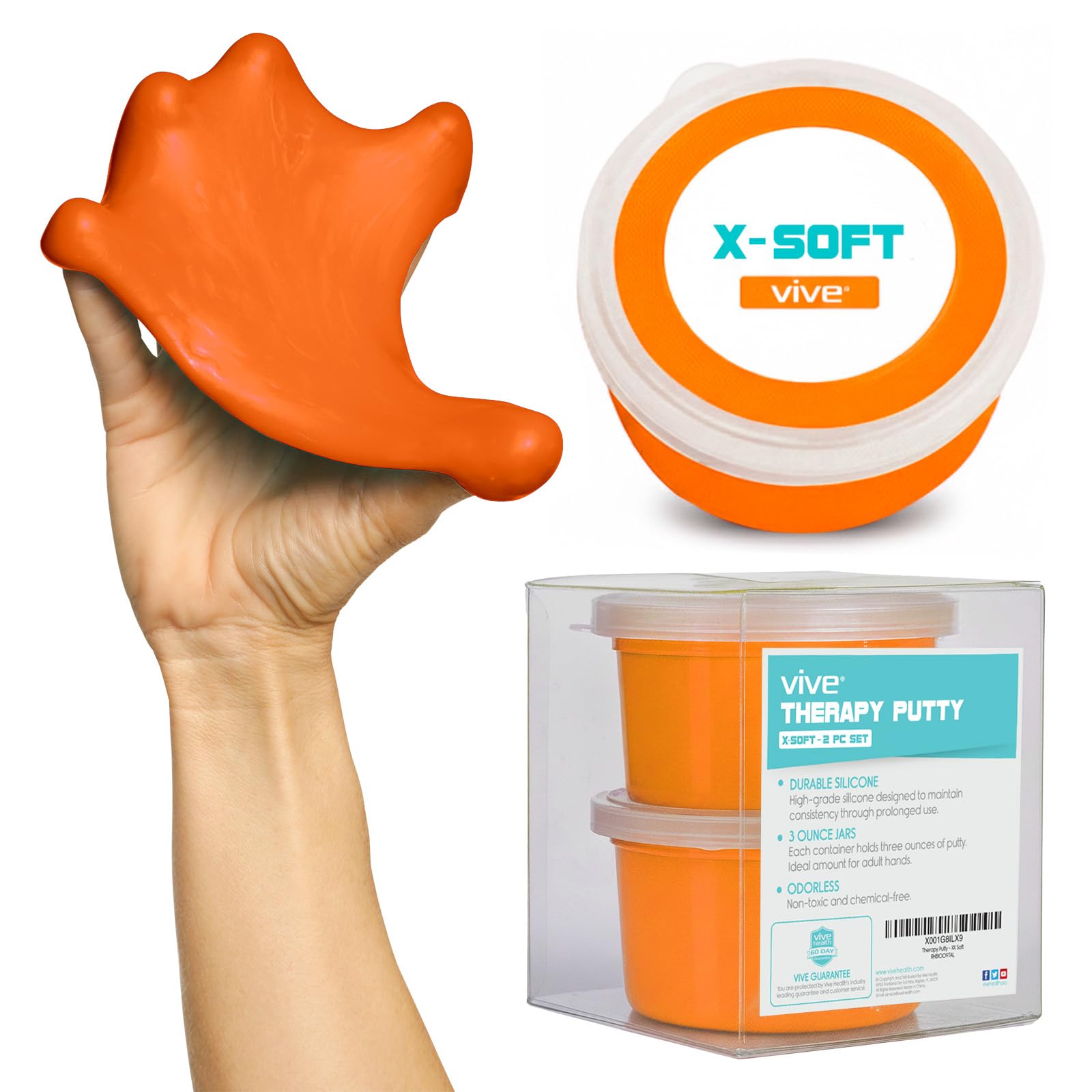 Vive Therapy Putty For Adults, For Hand Therapy (2 Pack) - Occupational Sensory Stress Relief Tools - for Physical Exercise, Finger Pain, Grip Strength, Rehab, Arthritis, Forearms, Fidgeting, Motor Skills