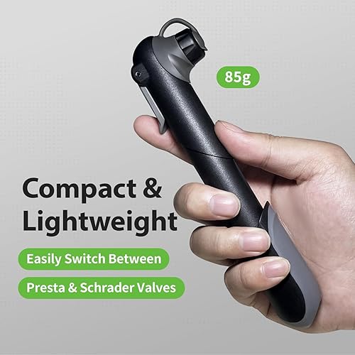 Miniatura 2 de Mini bomba de bicicleta de 120 PSI, bomba de marco portátil, adecuada para bicicletas de carretera y montaña, compatible con válvulas Presta y