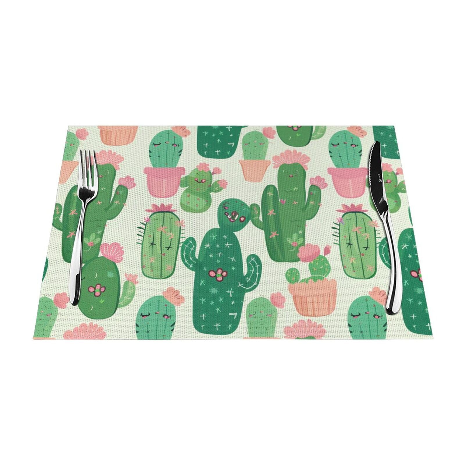 Set de table en PVC lavable lot de 6 avec plantes en pot 45x30 cm