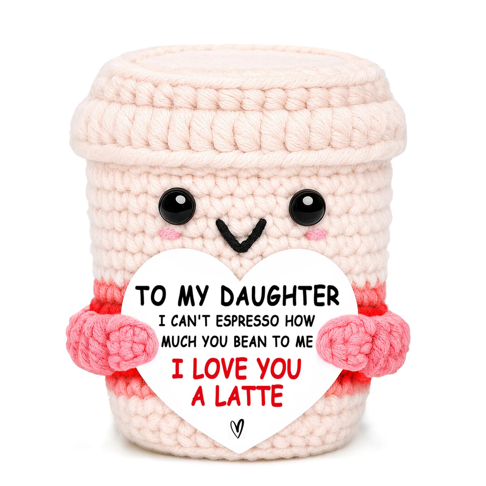 Kideerly Daughter Gifts, Handmade Crochet Coffee Cup, Birthday Gifts for Daughters Adult, Gift for Daughter from Mum Dad for Graduation, Wedding, Mother's Day, Valentines Day, Christmas Presents — image 1