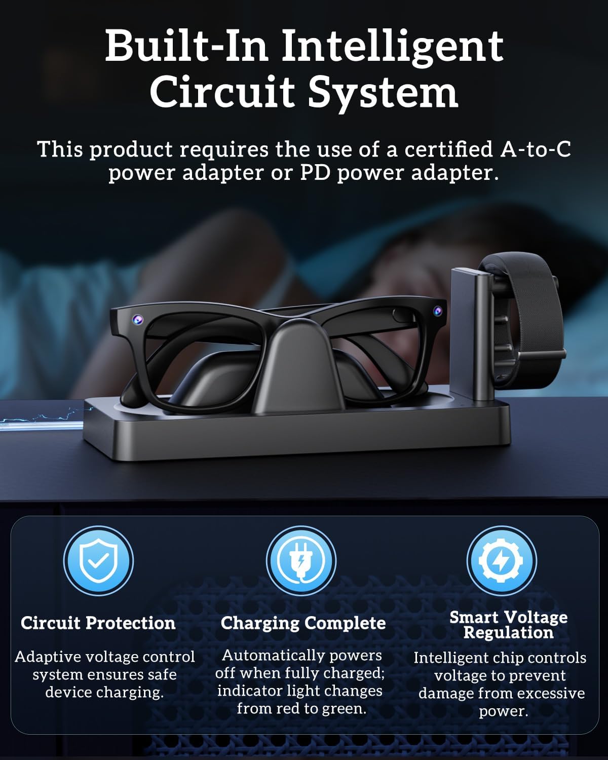 Charging Station for Meta Ray-Ban Display Glasses&for Meta Neural Band, Charger Dock for RayBan Met-A Display Smart Glasses Accessories「3-in-1 Charging,Compact,Status Indicator,Circuit Protection」
