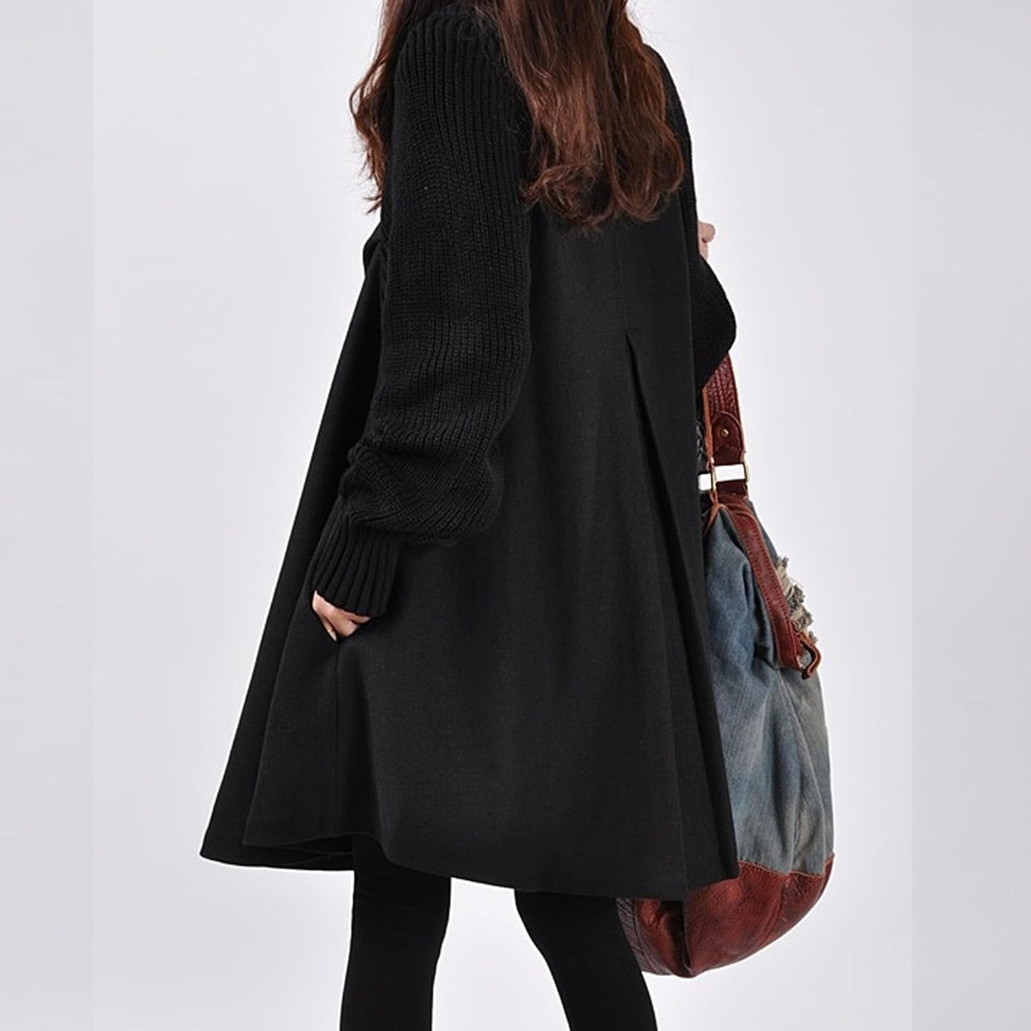 Women's Single Breasted Coat Line Mid-long Peacoats Outerwear Elegant Classic Trench Winter Coats Long Jackets