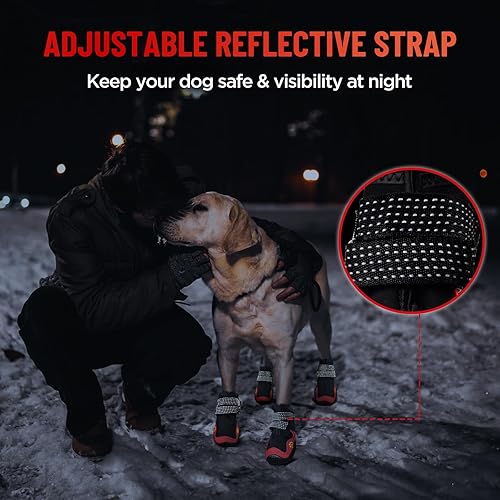 Miniatura 9 de Zapatos para perros de tamaño grande, botas impermeables para perros medianos y grandes, botines antideslizantes para suelos de madera dura,