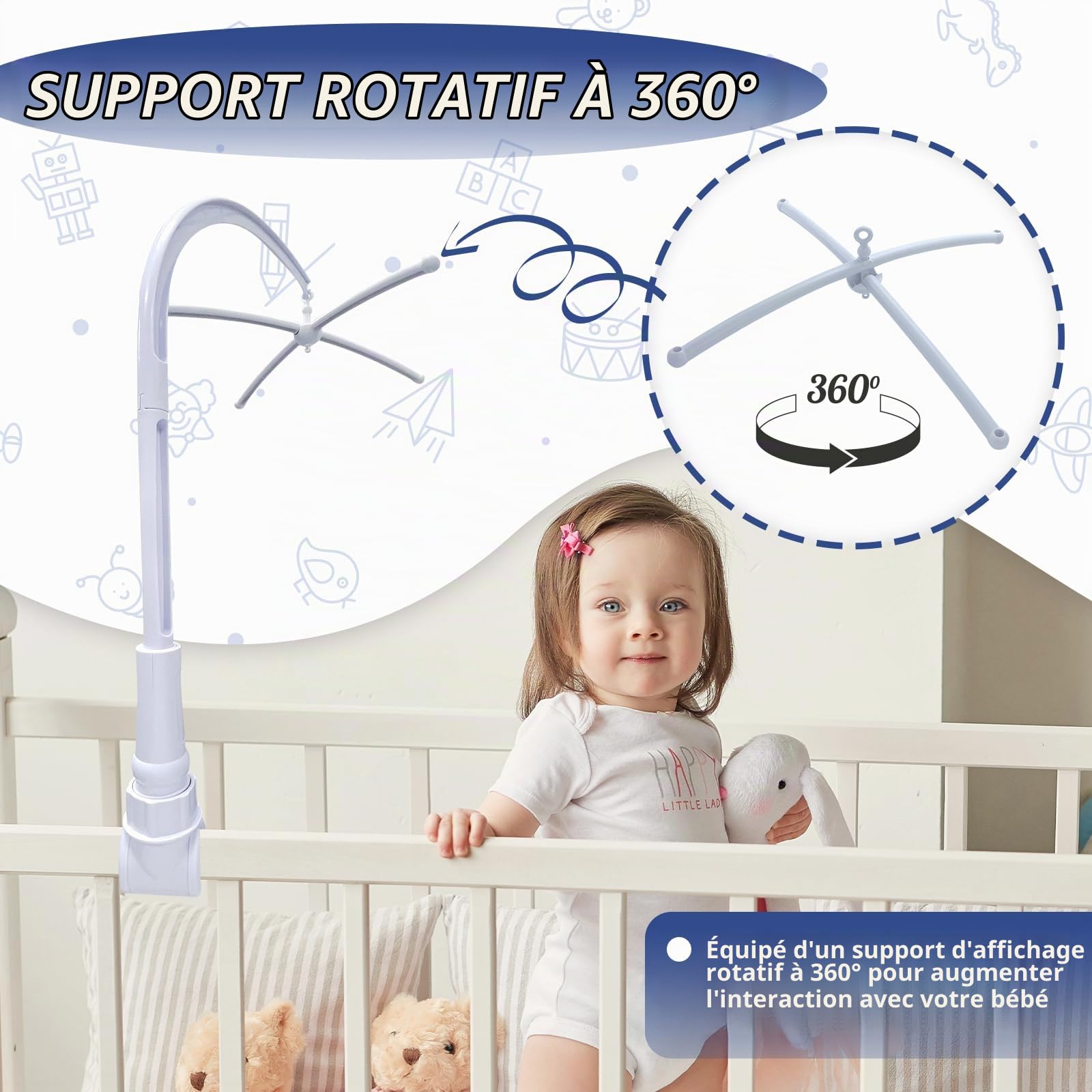 Fehn Mini Crabe Mobile – Jouet à Suspendre Pour Poussette, Lit, Coque – Miroir, Hochet, Clochette – Dès 3 Mois