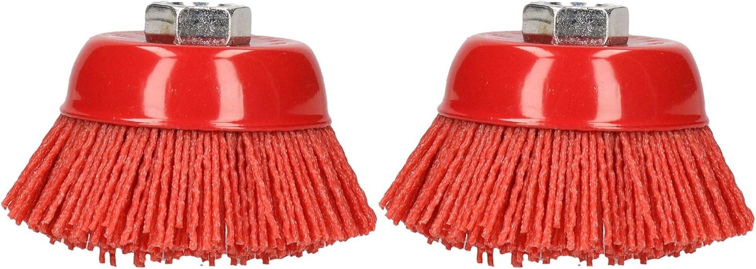 2PK 75mm Nylon Filament Abrasive Cup Brush Metal Polishing Rust Removal